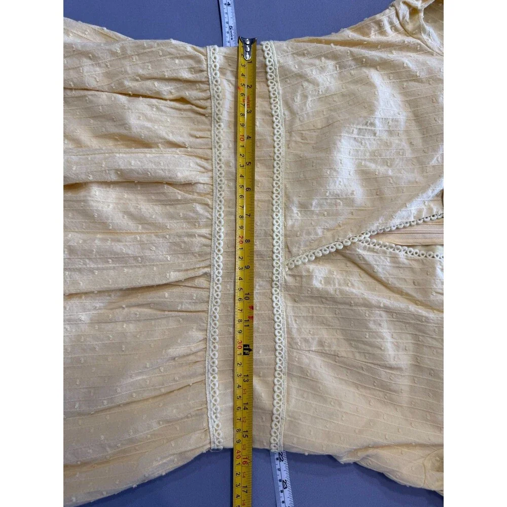 Lost + Wander Yellow V-neck Flared Sleeves Fit & Flare Tier Dress Size M